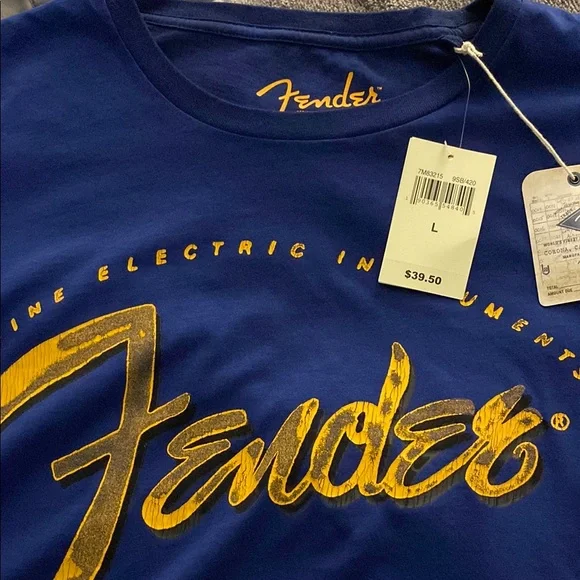 Fender Royal Blue Tee with Gold Script - Picture 3 of 6